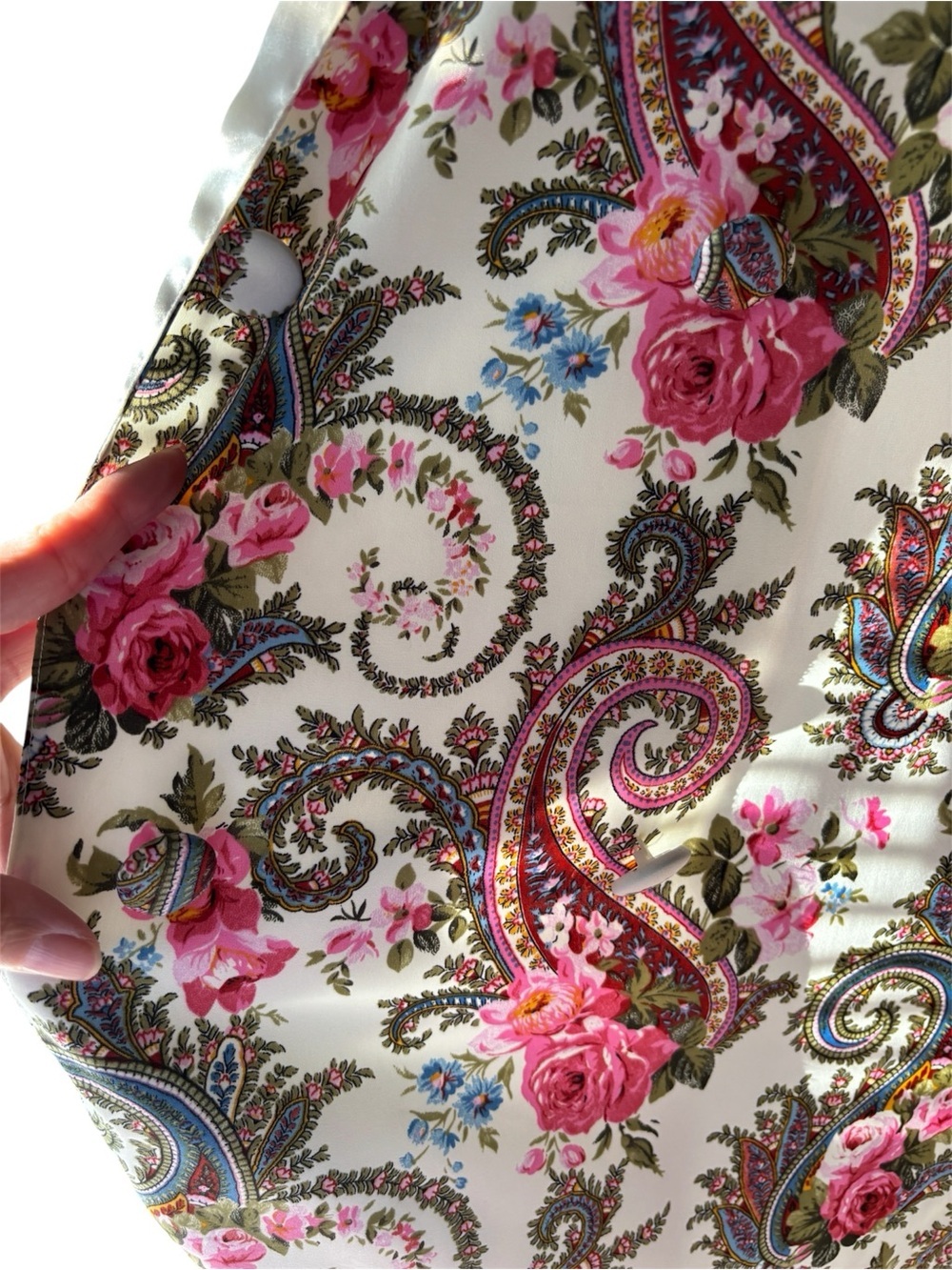 VTG Gold Label Victoria's Secret Double Breasted Satiny Robe Size L Rose/Paisley - Picture 6 of 6